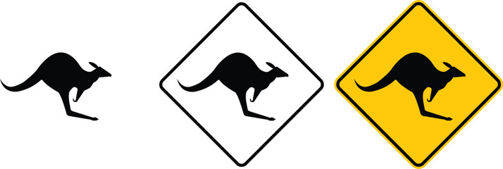 icon kangaroo black outline for web site design 
and mobile dark mode apps 
Vector illustration on a white background