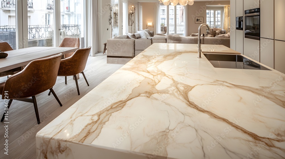 Poster light beige marble texture with subtle veins, creating an elegant, clean background with a large are