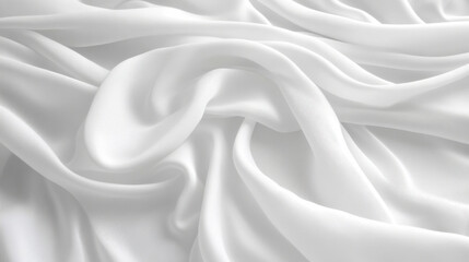 Obraz premium Soft white fabric draped elegantly, showcasing smooth, flowing texture. Ideal for backgrounds or fashion design