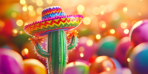 Vibrant Mexican Themed Party Decor with Colorful Balloons