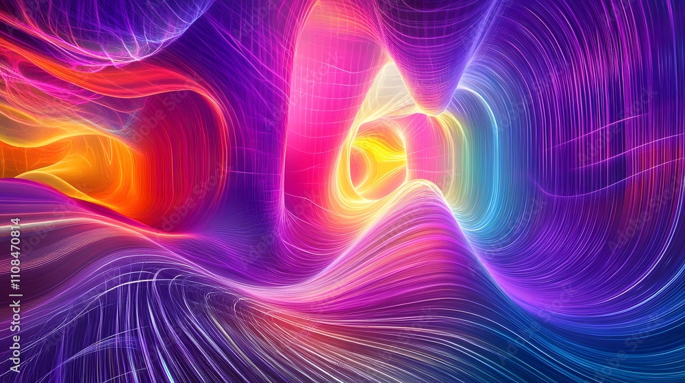 Poster abstract colorful swirling light lines pattern design