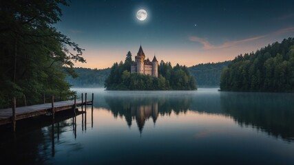 Obraz premium Whimsical Bavarian Lake 