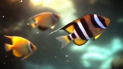 Fish swimming looks close up and beautiful