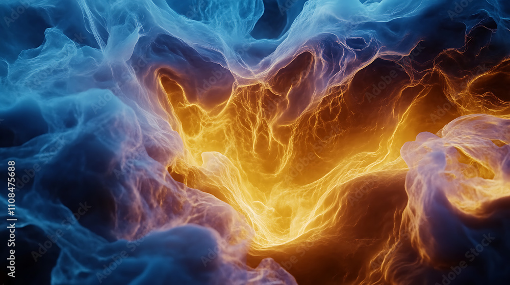 Poster dynamic energy display abstract space digital art vivid colors close-up perspective concept of movem