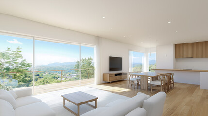 Fototapeta premium Living and Dining Room of Modern Design Home 
