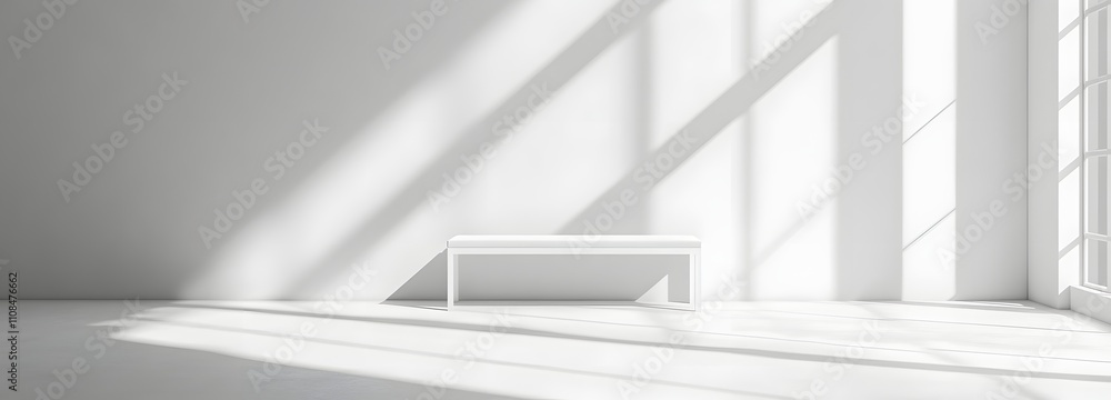 Aufkleber crisp white background with soft shadows, a minimalist design creating a polished, spacious area for