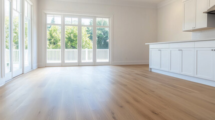 Obraz premium Luxurious white kitchen and living room in a big house 