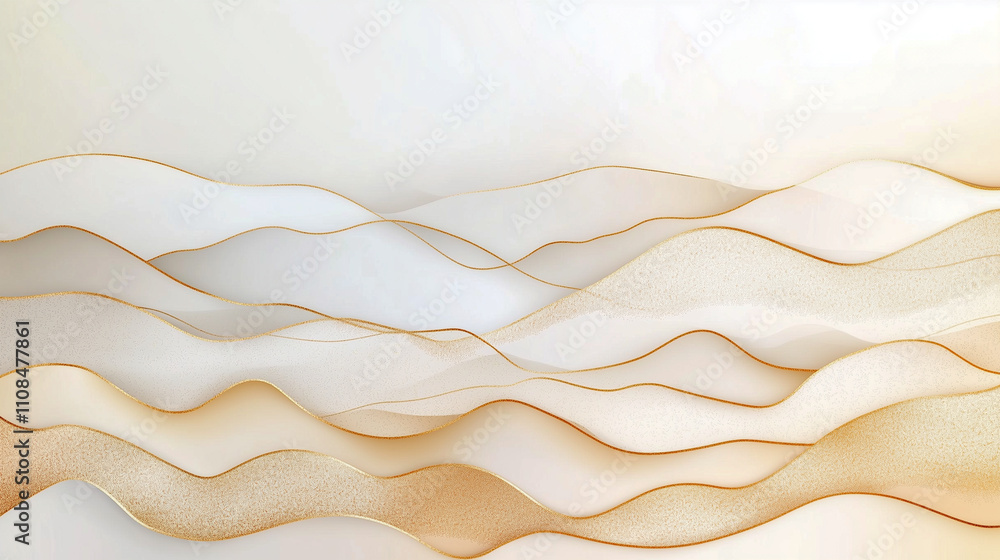 Poster luxury gold abstract line art background vector. mountain topographic map background with golden lin
