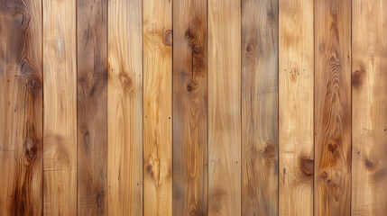 Fototapeta premium Medium brown wood texture background viewed from above. The wooden planks are stacked horizontally and have a worn look. This surface would be great as design element for a wall, floor, table etc