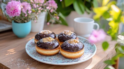 Delicious Chocolate Glazed Donuts with Nuts - Perfect Treat!