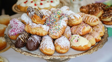 Delicious Pastry Assortment: Cream Puffs, Eclairs & More!