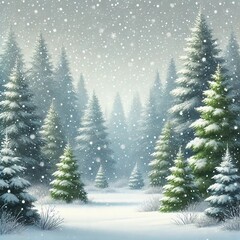 Obraz premium Snowy Pine Forest in Winter Wonderland