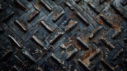 Detailed top-down photograph capturing the intricate details and metallic sheen of a metal texture background