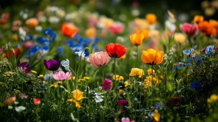 Vibrant Wildflowers in a Lush Meadow