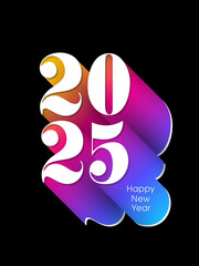 Happy new year 2025 Text Design vector.