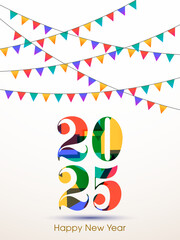 Happy new year 2025 Text Design vector.