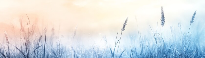 Obraz premium Tall grass meadow, serene nature landscape photography with blurred background, green field, and peaceful scenery