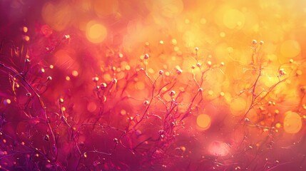Fototapeta premium Abstract Autumnal Plants With Golden Lights