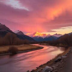 Serene Natural Landscapes Rivers and Mountains