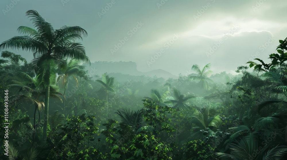 Poster rainforest with empty sky.