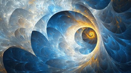Obraz premium Abstract swirling fractal art in blues and golds