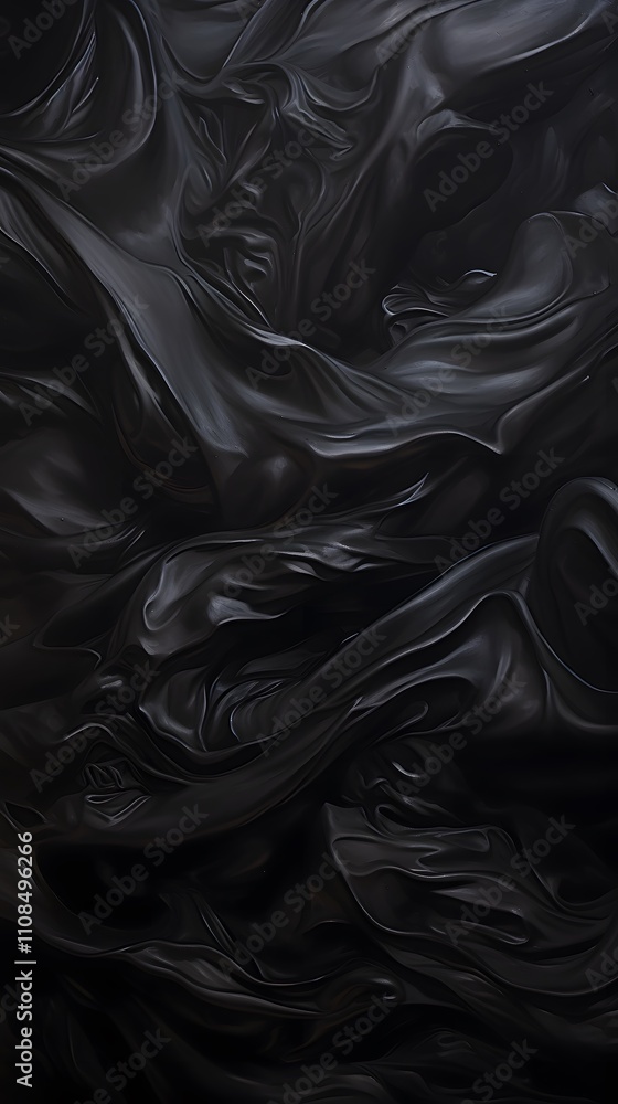 Poster a textured black surface with flowing, wavy patterns resembling fabric or liquid.