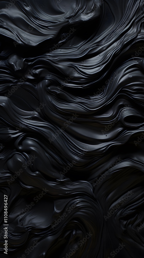 Poster a textured black surface with flowing, wavy patterns, evoking a sense of depth and movement.