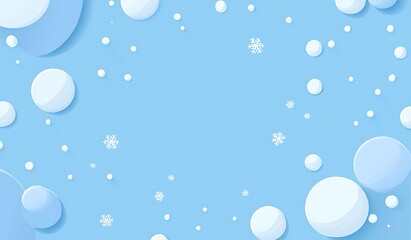 A serene blue background scattered with white circles and snowflakes, evoking a wintery, peaceful atmosphere.