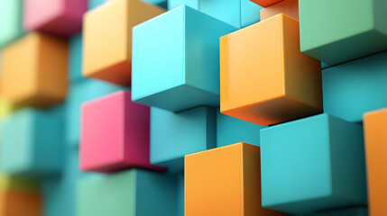 Obraz premium Colorful 3D Cubes Pattern with Vibrant Background and Texture