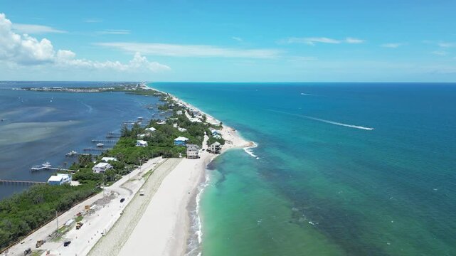 Aerial view Bathtub Beach on South Hutchinson Island in the city of Stuart. Martin County, Florida. 