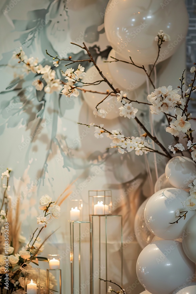 Poster decorative elements adding whimsy and charm to the celebration backdrop.