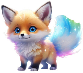 Obraz premium baby fox interplay of pastel hues and rainbow colors soft glow on transparent background