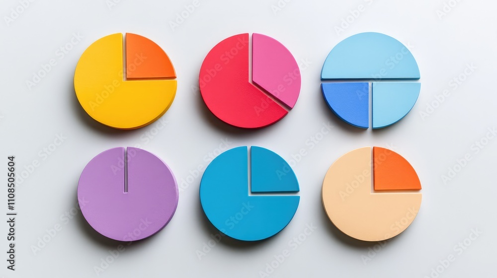 Aufkleber vibrant colorful circular charts on light background for data analysis