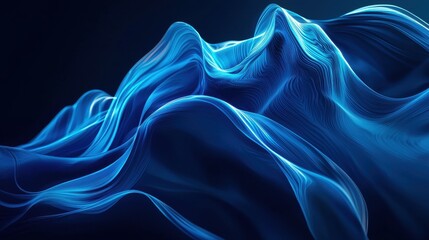 Obraz premium Abstract Blue Swirling Waves Digital Art