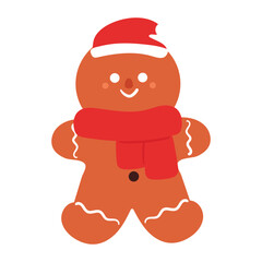 hand drawing cartoon gingerbread. cute gingerbread for christmas sticker, icon