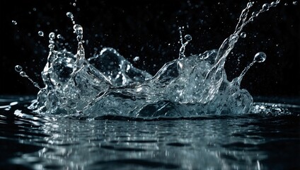 Dynamic Water Splash with Dramatic Lighting on Dark Background