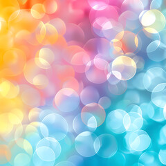 A vibrant, colorful bokeh background with soft, blurred circles in various hues.