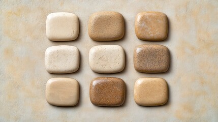 Natural Decorative Stones in Various Shades on Neutral Background