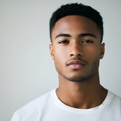 Obraz premium A portrait of a young, handsome African-American man, exuding confidence and charisma, set against a clean, isolated background.