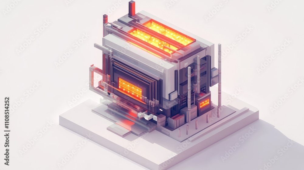 Poster abstract futuristic structure with luminous elements and modern design
