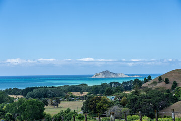 Fototapeta premium Bare Island an offshore island off Waimarama Beach in southern Hawkes Bay