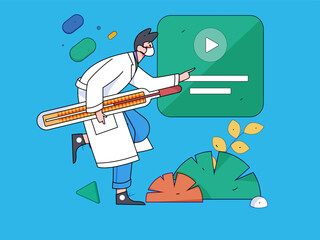 Medical characters fighting the epidemic flat vector concept operation hand drawn illustration
