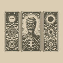 Fototapeta premium unique mummy ouija tarot playing card tattoo