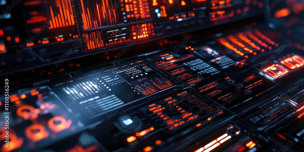 Poster Tools for network monitoring displaying alerts and performance metrics in a command center.