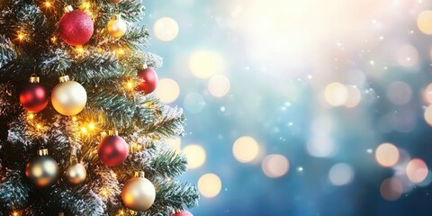 Christmas tree with garland lights.