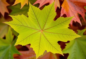 Fototapeta premium A Close Up of a Maple Leaf A detailed examination of a maple lea