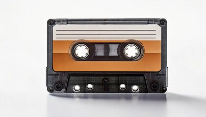 Fototapeta premium used transparent vintage audio tape cassette isolated, with the back light, a symbol of 80s, 90s period