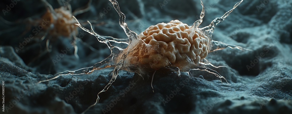 Poster a detailed close-up of a microscopic organism showcasing intricate textures and features against a d