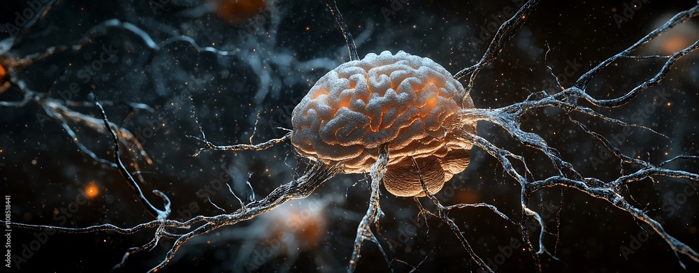 Leinwandbilder an intricate digital representation of a brain with neuron-like connections, illustrating the comple
