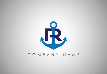  Alphabet R Anchore logo  Creative letters unique monogram logo. Connected Real Estate  logo icon Design Vector